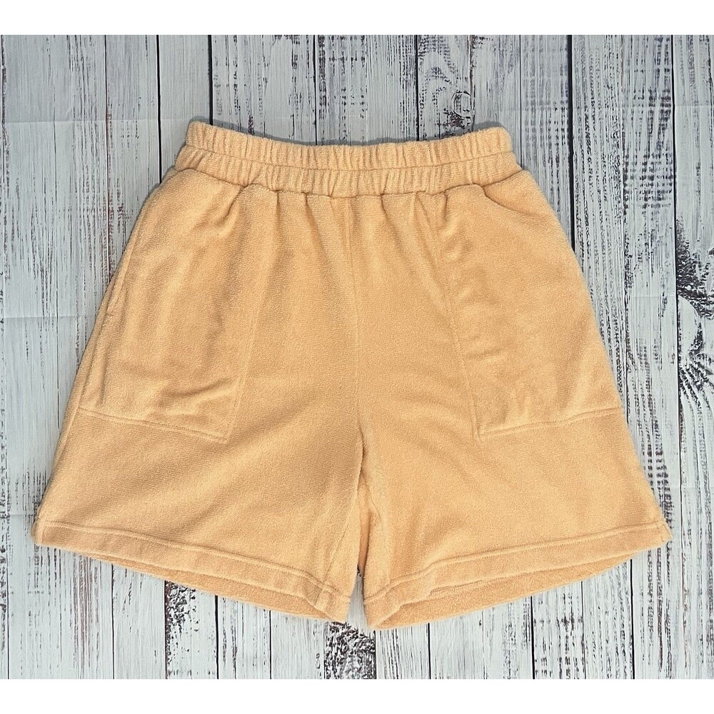 Free People FP Beach Terry Cloth High Rise Pull On Shorts Pockets Melon XS